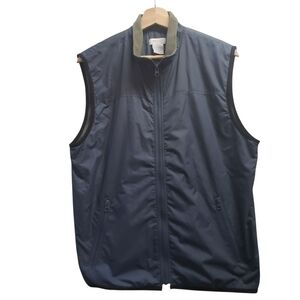 Barneys New York Vest Fleece Lined Pockets Zip Up Blue Size L
